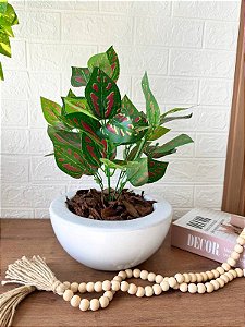 Planta Artificial Philo Real Toque 47cm Vaso Bacia Branco