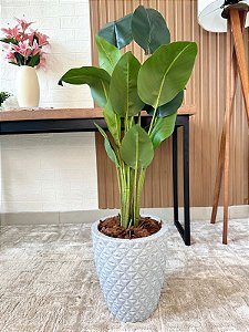 Árvore Artificial Strelitzia 105cm Vaso Polietileno Cinza