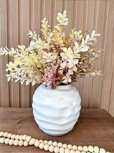 Vaso Cerâmica Orgânico OffWhite com Tons de Bege Artificial