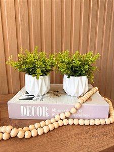 Duplinha Verde 2 Tons Vaso Cerâmica Branco