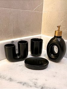 Conjunto Banheiro 4 Peças Preto