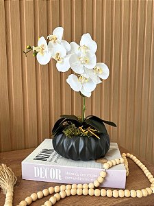 Arranjo de Orquídea Artificial Branca Equibana Preto P