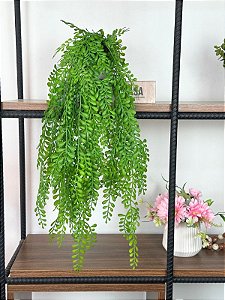 Pendente Folhagem Artificial Dichidia 65cm 2 Hastes Vaso Melanina