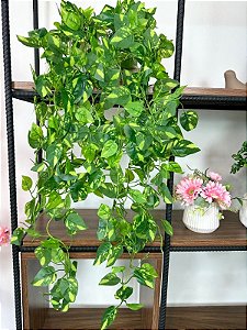 kit 2 Pendentes Jiboia Artificial 1m Vaso Cerâmica Off White