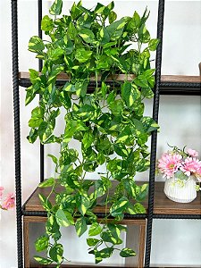 kit 2 Pendentes Jiboia Artificial 1m Vaso Cerâmica Preto