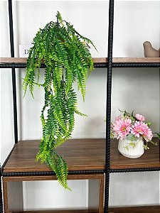 Samambaia Artificial 68cm Vaso Dourado Ceramica