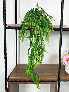 Samambaia Artificial 68cm Vaso Prata Ceramica