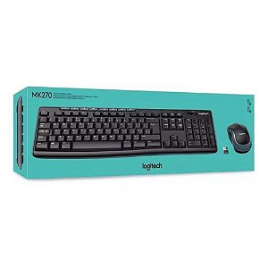 KIT MOUSE E TECLADO LOGITECH MK270 SEM FIO PTO