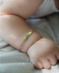 Pulseira Infantil Personalizada Lisa Banhada a Ouro 18K