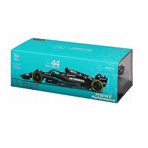 Fórmula 1 Mercedes W14 Lewis 1:24 Bburago Display e Piloto