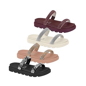 Sandalia Papete Brilho Feminina Vizzano c/ 2 Tiras