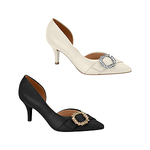 Sapato Scarpin Aberto do Lado Com Fivela Vizzano Feminino Salto 7cm