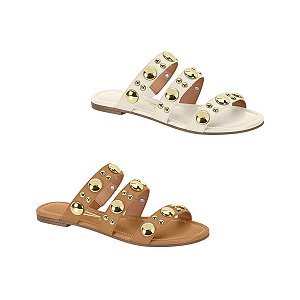 Sandália Casual Com detalhes em Dourado Feminina Vizzano