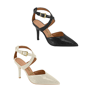 Scarpin VIZZANO de Verniz Croco com Amarração no Tornozelo