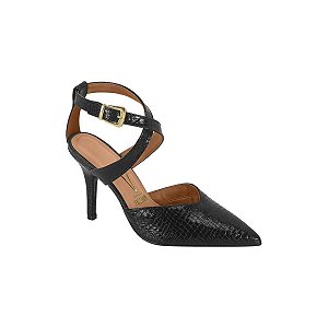 Scarpin VIZZANO de Verniz Croco com Amarração no Tornozelo