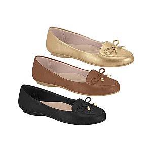 Sapatilha Feminina com Lacinho e Detalhe Dourado MOLECA