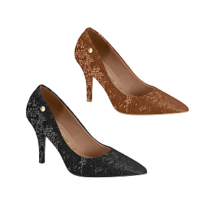 Scarpin Feminino Texturizado Luxo Croco Animal Print Vizzano