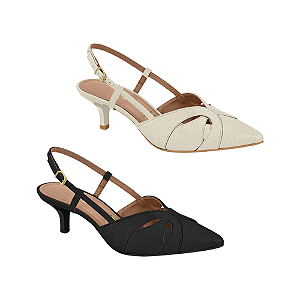 Scarpin Slingback Croco Salto Baixo 5cm Feminino Vizzano