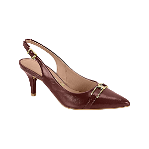 Scarpin Slingback Com Detalhe Dourado 7cm Feminino Vizzano