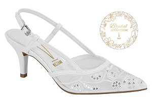 Scarpin Slingback Renda Coleção Bridal 7cm Feminino Vizzano