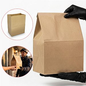 Saco de Papel Kraft Delivery Tamanho G 31 x 24 x 15 cm - Liso