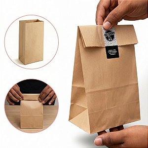 Saco de Papel Kraft Tamanho PP 28 x 14 x 9,5 cm - Liso