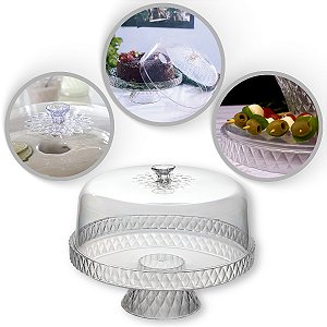Boleira Alta Porta Bolo Com Tampa 23 cm X 26 cm Cristal