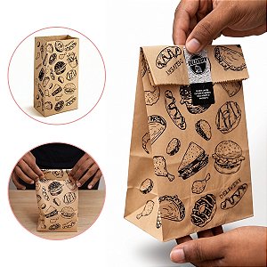 Saco de Papel Kraft Tamanho PP 28 x 14 x 9,5 cm - Estampa Delivery