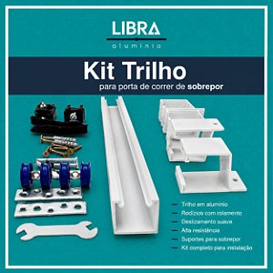 Kit Trilho p/ Porta de Correr 3,20m Branco c/ Suportes