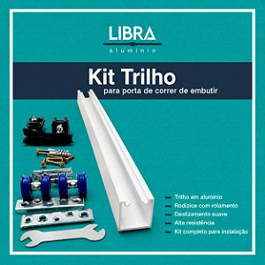 Kit Trilho p/ Porta de Correr 1,60m c/ Suportes Branco