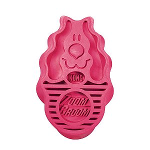Escova de Borracha Kong ZoomGroom Rosa para Cachorro G