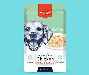 Sachê de Alimento Úmido Sabor Frango e Vegetais 100g - Wanpy