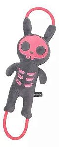 Pelúcia Cabo de Guerra Skeleton Rabbit Cinza e Rosa - Petta