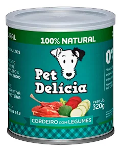 Alimento Natural Para Cães Cordeiro com Legumes 320g - Pet Delicia