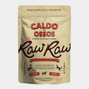 Caldo de Ossos Super Concentrado Para Cães e Gatos Sabor Bovino 250ml - Raw Raw