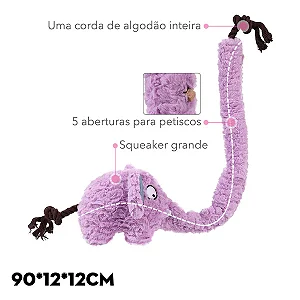 Pelúcia Elefante Roxo de Tromba Longa - Petta