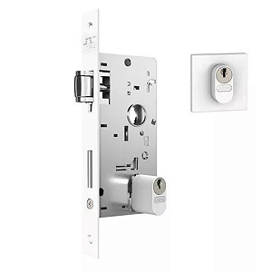 FFECHADURA STAM 803 PIVOTANTE ROLETE, ROSETA QUADRADA BRANCA
