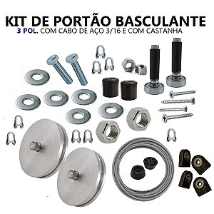 KIT DE PORTÃO (BASCULANTE) 3 POL. COM CASTANHA