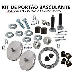 KIT DE PORTÃO (BASCULANTE) 5 POL. COM CABO DE AÇO 1/4 E COM CASTANHA