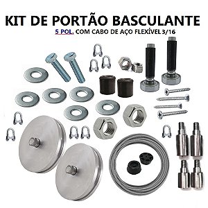 KIT DE PORTÃO (BASCULANTE) 5 POL. COM CABO DE AÇO FLEXÍVEL 3/16