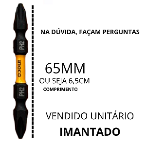 PONTEIRA BITS PHILLIPS PH2 X 65 PONTA DUPLA (IMANTADA) INGCO
