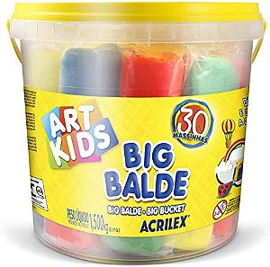 Big Balde Acrilex Art Kids 1,5kg com 30 Massinhas Soft