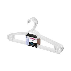 Cabide pendura Mais Sanremo Branco Para Roupas Leves 5 unidades