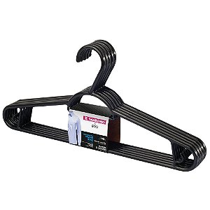 Cabide pendura Mais Sanremo Preto Para Roupas Leves 5 unidades