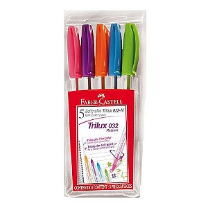 Caneta Faber Castell Trilux 1.0mm 5 Cores