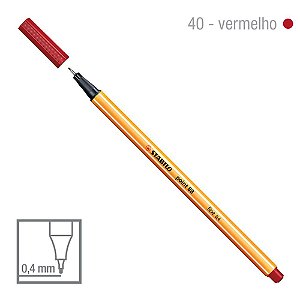 Caneta Stabilo Point 88 Ponta Fina 0,4mm Vermelho Claro 88/40