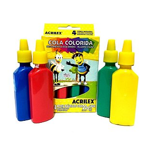 Cola Colorida Escolar Acrilex 15g com 4 Cores