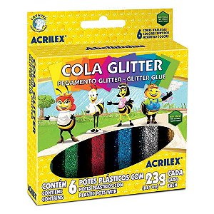 Cola Glitter Escolar Acrilex 23g 6 Cores