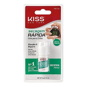 Cola para Unha Kiss New York Secagem Rápida 3g - Fixação e Reparo