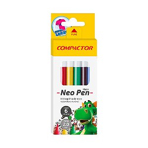 Caneta Hidrocor Compactor Neo Pen 2.0mm Com 6 Cores Mirim